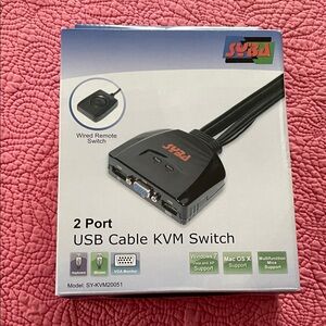 NWT Syba 2 Port USB Cable KVM Switch NIB unused